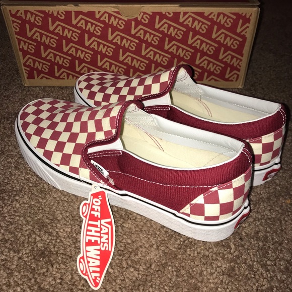 vans rumba red slip on